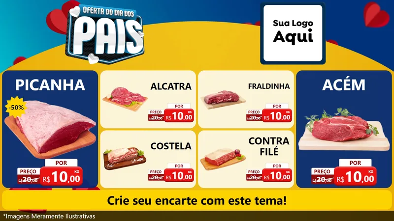 Modelo de TV para TV Horizontal com o tema Oferta Do Dia Dos Pais para Açougue