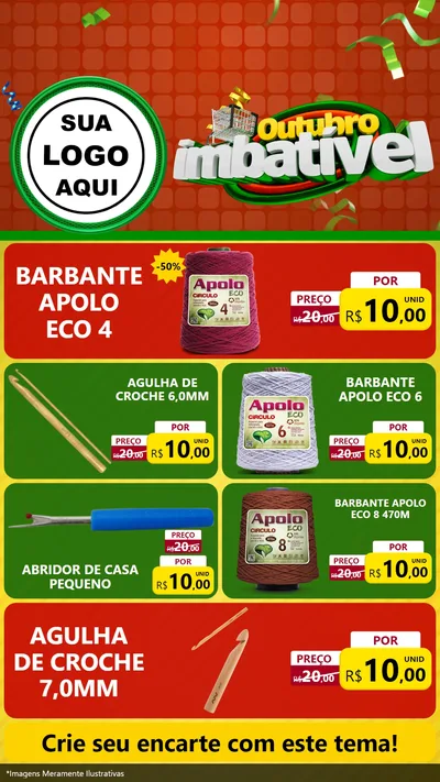 Modelo de TV para TV Vertical com o tema Outubro Imbatível para Armarinho e Aviamentos