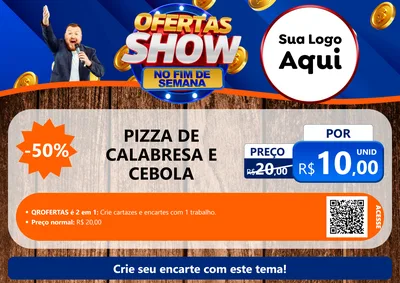 Modelo de Cartaz para Cartaz A4 Horizontal com o tema Ofertas Show No Fim De Semana para Pizzaria
