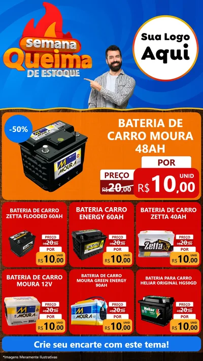 Modelo de Rede Social para Stories com o tema Semana Queima de Estoque para Baterias Elétricas