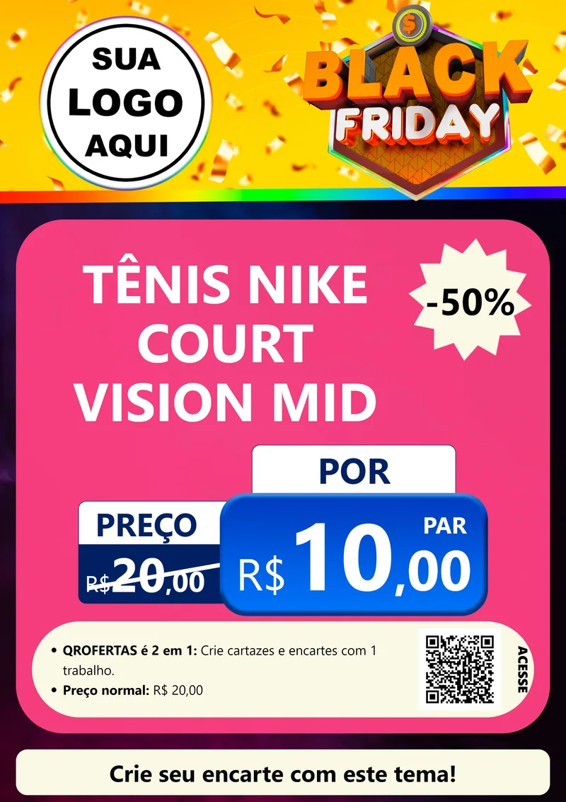 Modelo de Cartaz para Cartaz A4 Vertical com o tema Black Friday para Calçados
