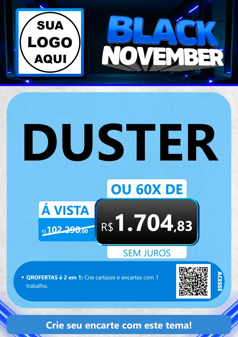 Modelo de Cartaz para Cartaz A4 Vertical com o tema Black November para Concessionaria de Carros