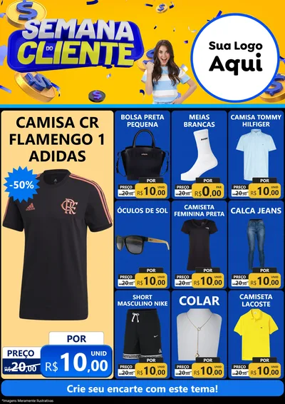 Modelo de Encarte para Encarte A4 Vertical com o tema Semana do Cliente para Roupas e acessórios