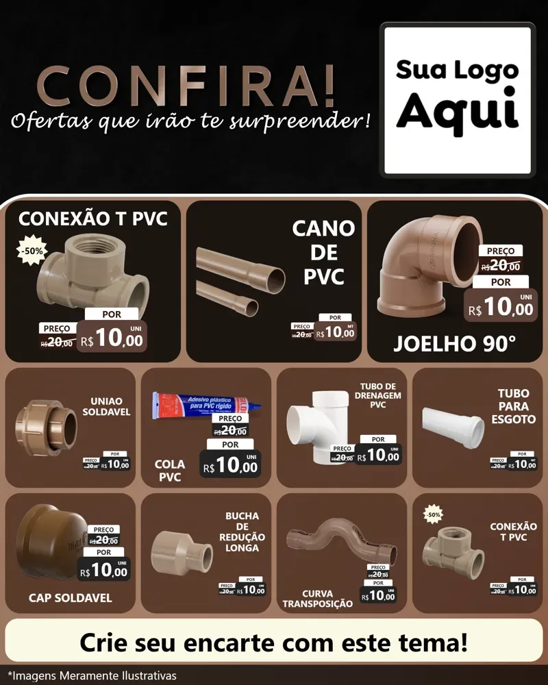 Modelo de Rede Social para Feed Instagram com o tema Confira! Ofertas que irão te surpreender! para Tubos e conexões