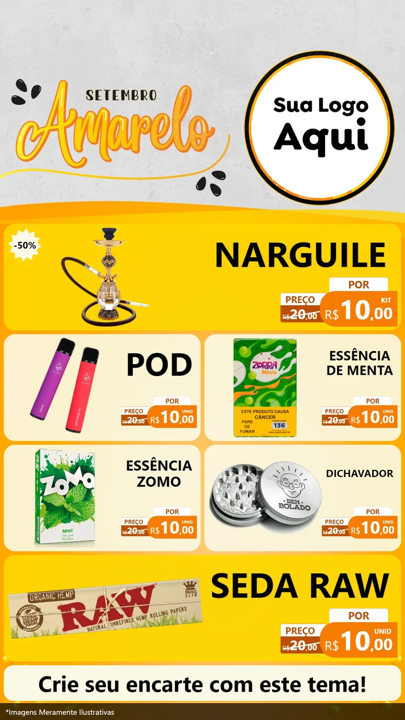 Modelo de TV para TV Vertical com o tema Setembro Amarelo para Tabacaria