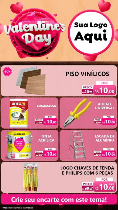Modelo de TV para TV Vertical com o tema Valentine's Day para Material para Construção
