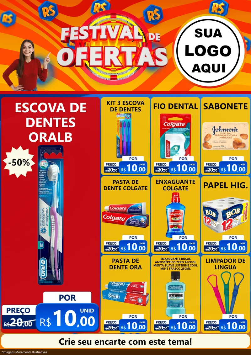 Modelo de Encarte para Encarte A4 Vertical com o tema Festival de Ofertas para Higiene Pessoal