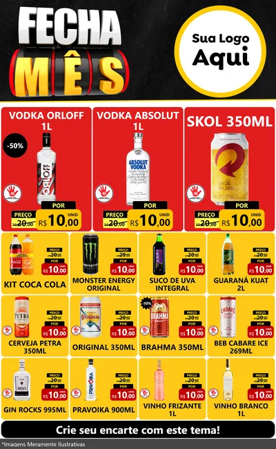 Modelo de Encarte para Encarte Grande com o tema Fecha Mês para Distribuidora de bebidas