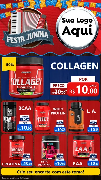 Modelo de Rede Social para Stories com o tema Festa Junina para Suplementos alimentares