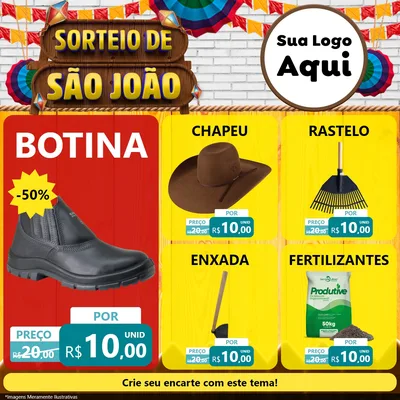 Modelo de Rede Social para Feed Facebook com o tema Sorteio de São João para Agropecuária