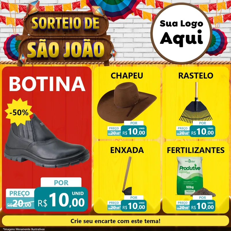 Modelo de Rede Social para Feed Facebook com o tema Sorteio de São João para Agropecuária
