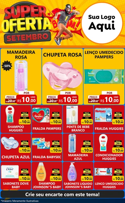 Modelo de Encarte para Encarte Grande com o tema Super Oferta Setembro para Bebês