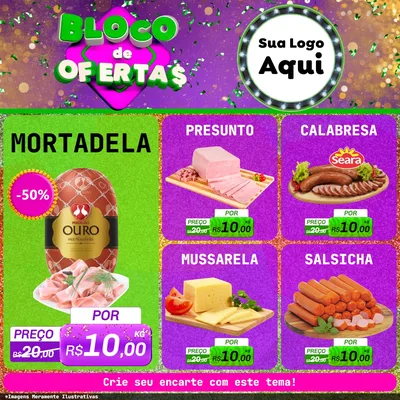 Modelo de Rede Social para Feed Facebook com o tema Bloco de Ofertas para Frios e Laticínios