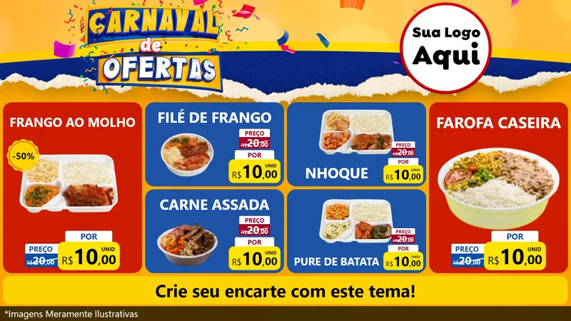 Modelo de TV para TV Horizontal com o tema Carnaval de Ofertas para Restaurante