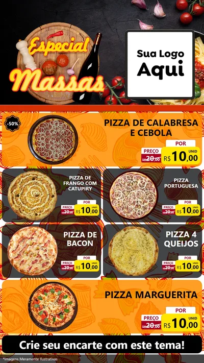Modelo de TV para TV Vertical com o tema Especial Massas para Pizzaria
