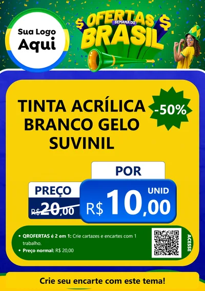 Modelo de Cartaz para Cartaz A4 Vertical com o tema Ofertas Semana do Brasil para Tintas e Ferramentas