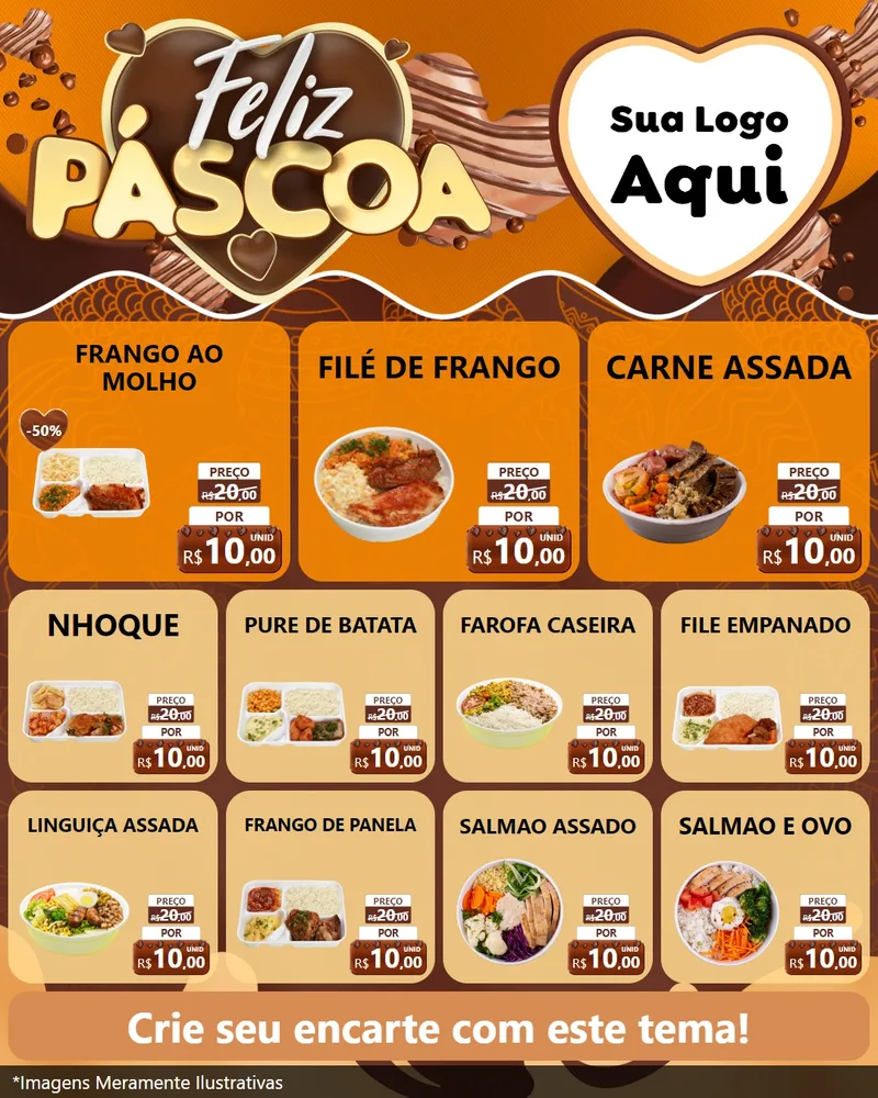 Modelo de Rede Social para Feed Instagram com o tema Feliz Páscoa para Restaurante