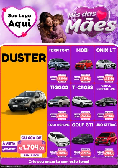 Modelo de Encarte para Encarte A4 Vertical com o tema Mês das Mães para Concessionaria de Carros