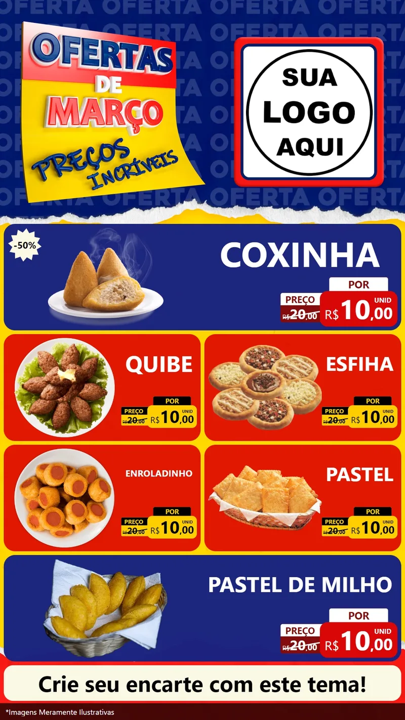 Modelo de TV para TV Vertical com o tema Ofertas de Março - Preços Incríveis para Salgadaria