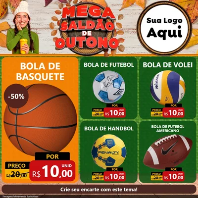 Modelo de Rede Social para Feed Facebook com o tema Mega Saldão de Outono para Artigos Esportivos