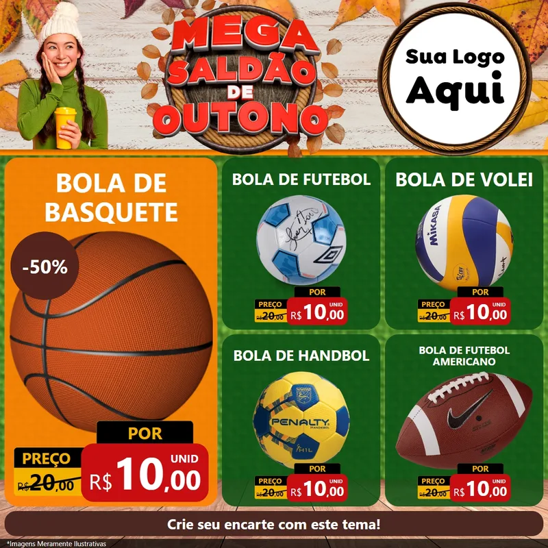 Modelo de Rede Social para Feed Facebook com o tema Mega Saldão de Outono para Artigos Esportivos