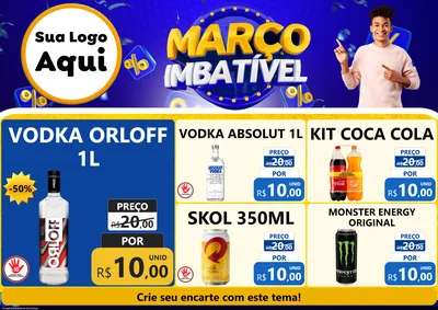 Modelo de Encarte para Encarte A4 Horizontal com o tema Março Imbatível para Distribuidora de bebidas