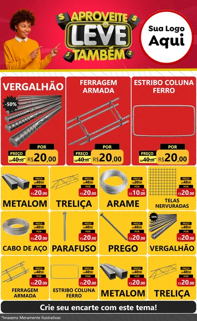 Modelo de Encarte para Encarte Grande com o tema Aproveite e Leve Também para Ferragens