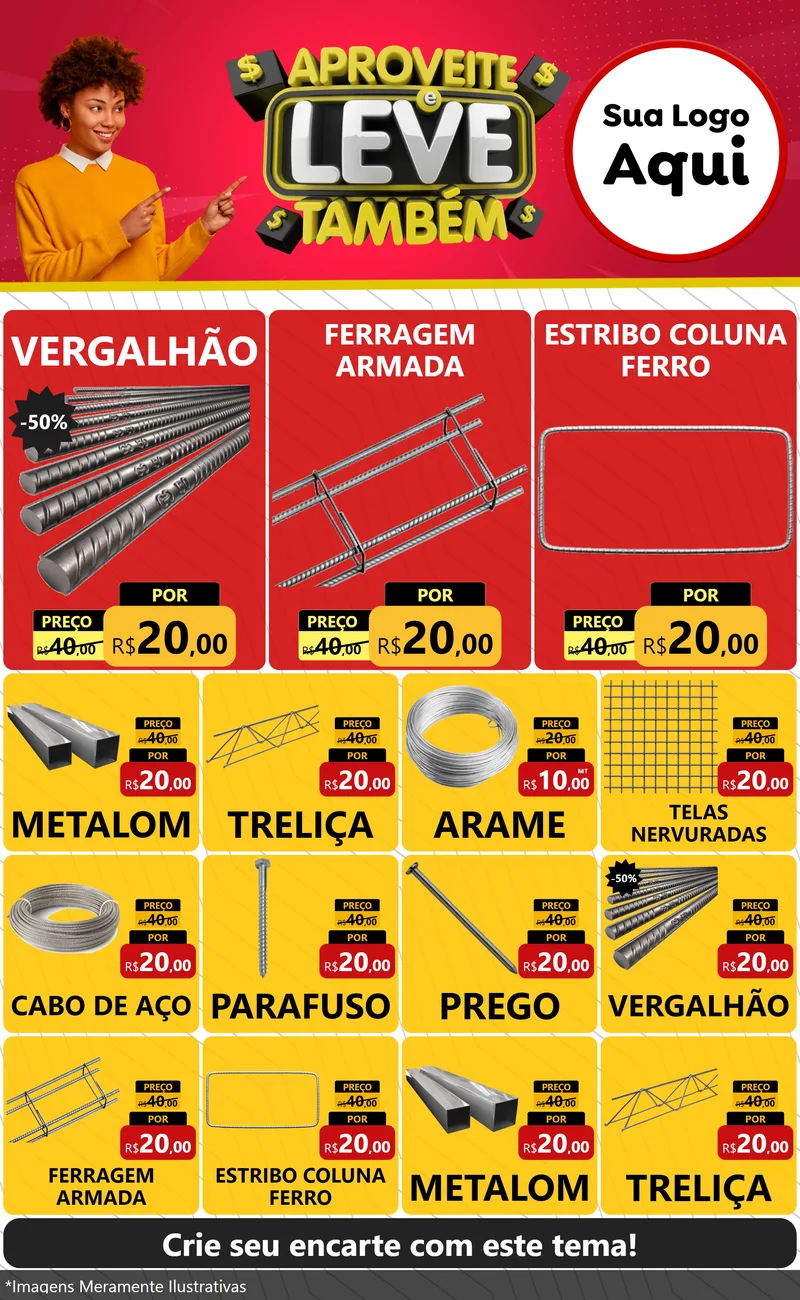 Modelo de Encarte para Encarte Grande com o tema Aproveite e Leve Também para Ferragens