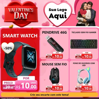 Modelo de Rede Social para Feed Facebook com o tema Valentine's Day para Informática