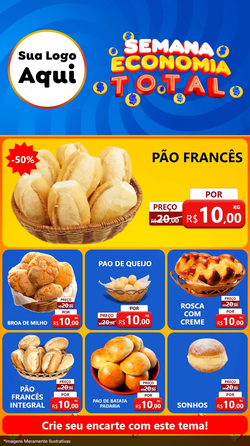 Modelo de Rede Social para Stories com o tema Semana Economia Total para Padaria