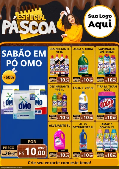 Modelo de Encarte para Encarte A4 Vertical com o tema Especial Páscoa para Produtos de Limpeza