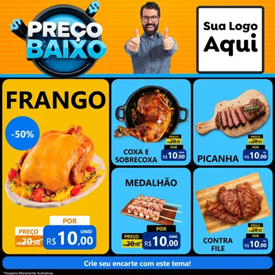 Modelo de Rede Social para Feed Facebook com o tema Preço Baixo para Assados