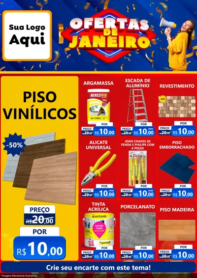 Modelo de Encarte para Encarte A4 Vertical com o tema Ofertas de Janeiro para Material para Construção