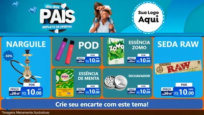 Modelo de TV para TV Horizontal com o tema Dia Dos Pais Repleto de Ofertas para Tabacaria