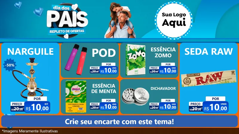 Modelo de TV para TV Horizontal com o tema Dia Dos Pais Repleto de Ofertas para Tabacaria