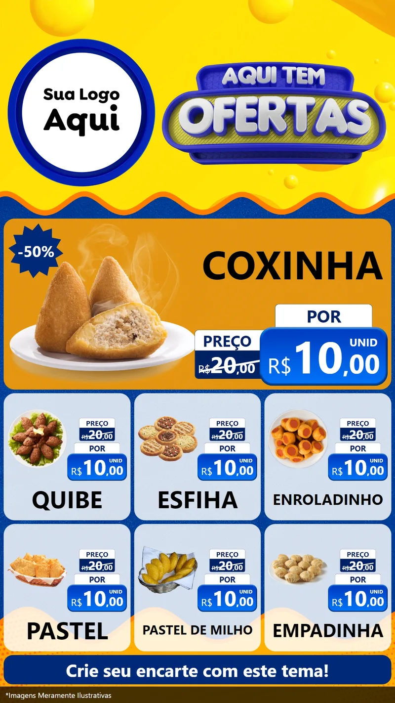 Modelo de Rede Social para Stories com o tema Aqui Tem Ofertas para Salgadaria