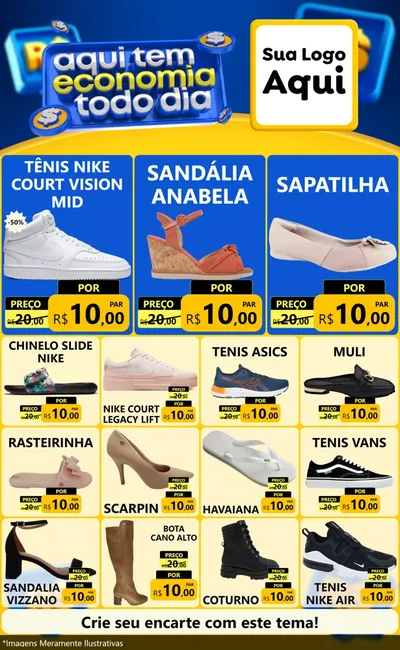 Modelo de Encarte para Encarte Grande com o tema Aqui Tem Economia Todo Dia para Calçados