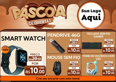 Modelo de Encarte para Encarte A4 Horizontal com o tema Páscoa de Ofertas para Informática