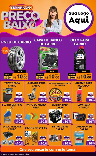Modelo de Encarte para Encarte Grande com o tema Semana do Preço Baixo para Auto peças