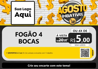 Modelo de Cartaz para Cartaz A4 Horizontal com o tema Agosto imbatível para Móveis e Eletro