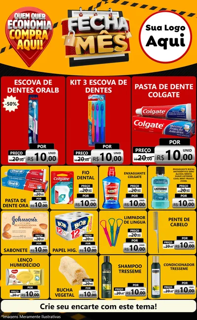 Modelo de Encarte para Encarte Grande com o tema Fecha Mês para Higiene Pessoal