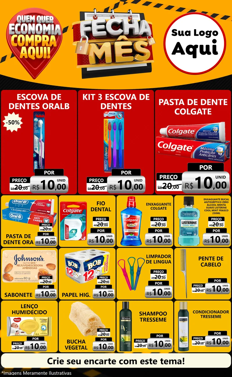 Modelo de Encarte para Encarte Grande com o tema Fecha Mês para Higiene Pessoal