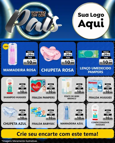 Modelo de Rede Social para Feed Instagram com o tema Sorteio Dia Dos Pais para Bebês