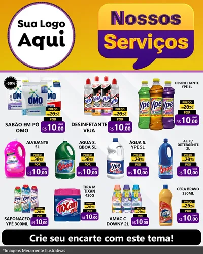 Modelo de Rede Social para Feed Instagram com o tema Nossos Serviços para Produtos de Limpeza