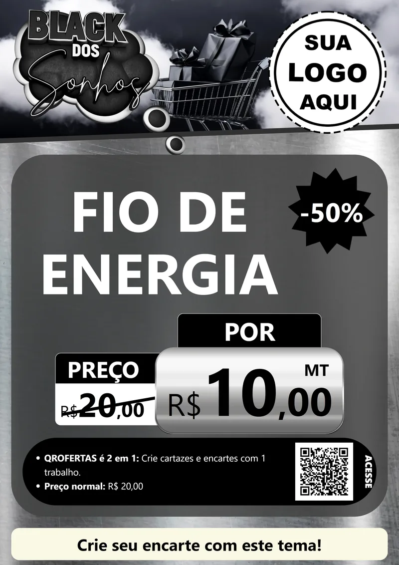 Modelo de Cartaz para Cartaz A4 Vertical com o tema Black dos Sonhos para Materiais Elétricos