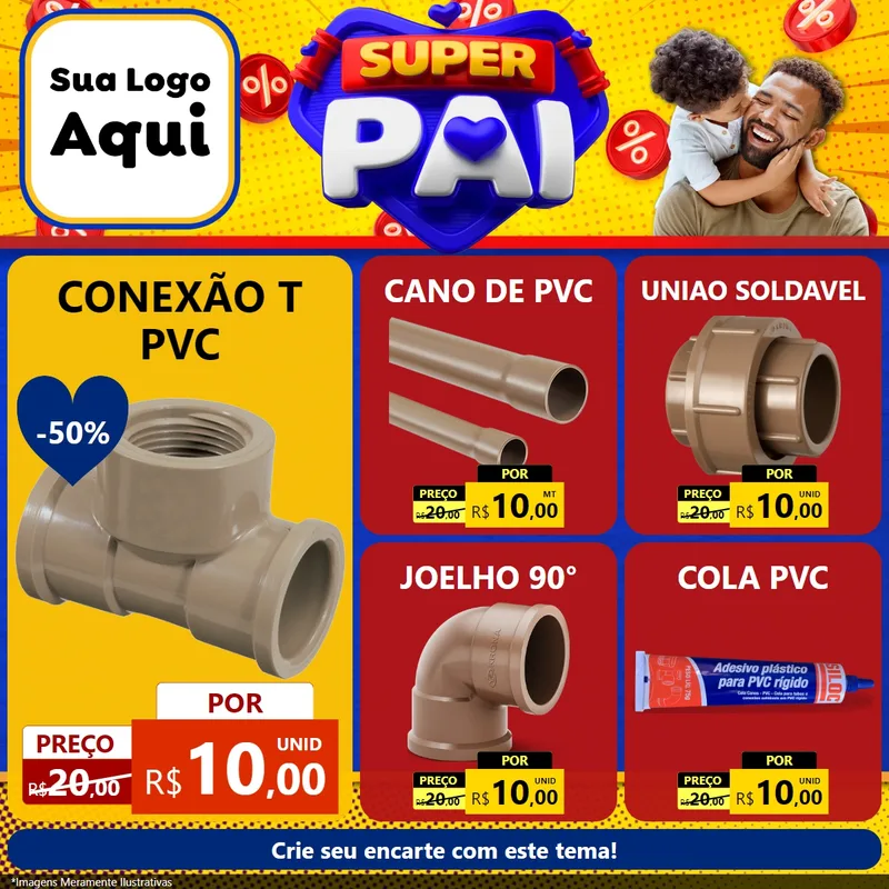 Modelo de Rede Social para Feed Facebook com o tema Super Pai para Tubos e conexões