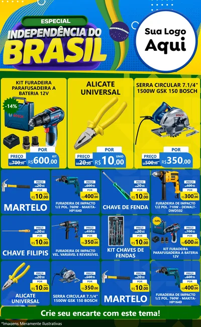 Modelo de Encarte para Encarte Grande com o tema Especial Independência do Brasil para Maquinas e Ferramentas