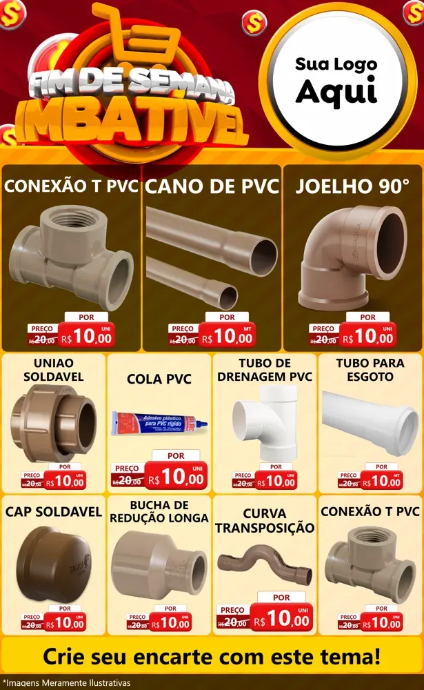 Modelo de Encarte para Encarte Grande com o tema Fim de Semana Imbatível para Tubos e conexões