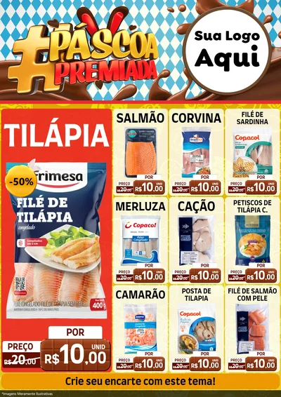 Modelo de Encarte para Encarte A4 Vertical com o tema Páscoa Premiada para Peixaria