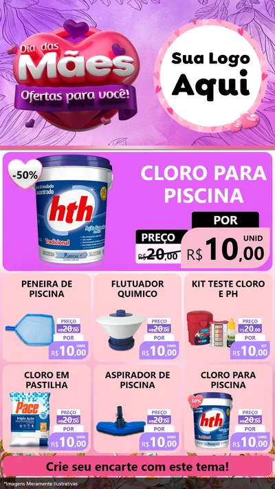 Modelo de Rede Social para Stories com o tema Dia das Mães Ofertas para Você! para Produtos para Piscina